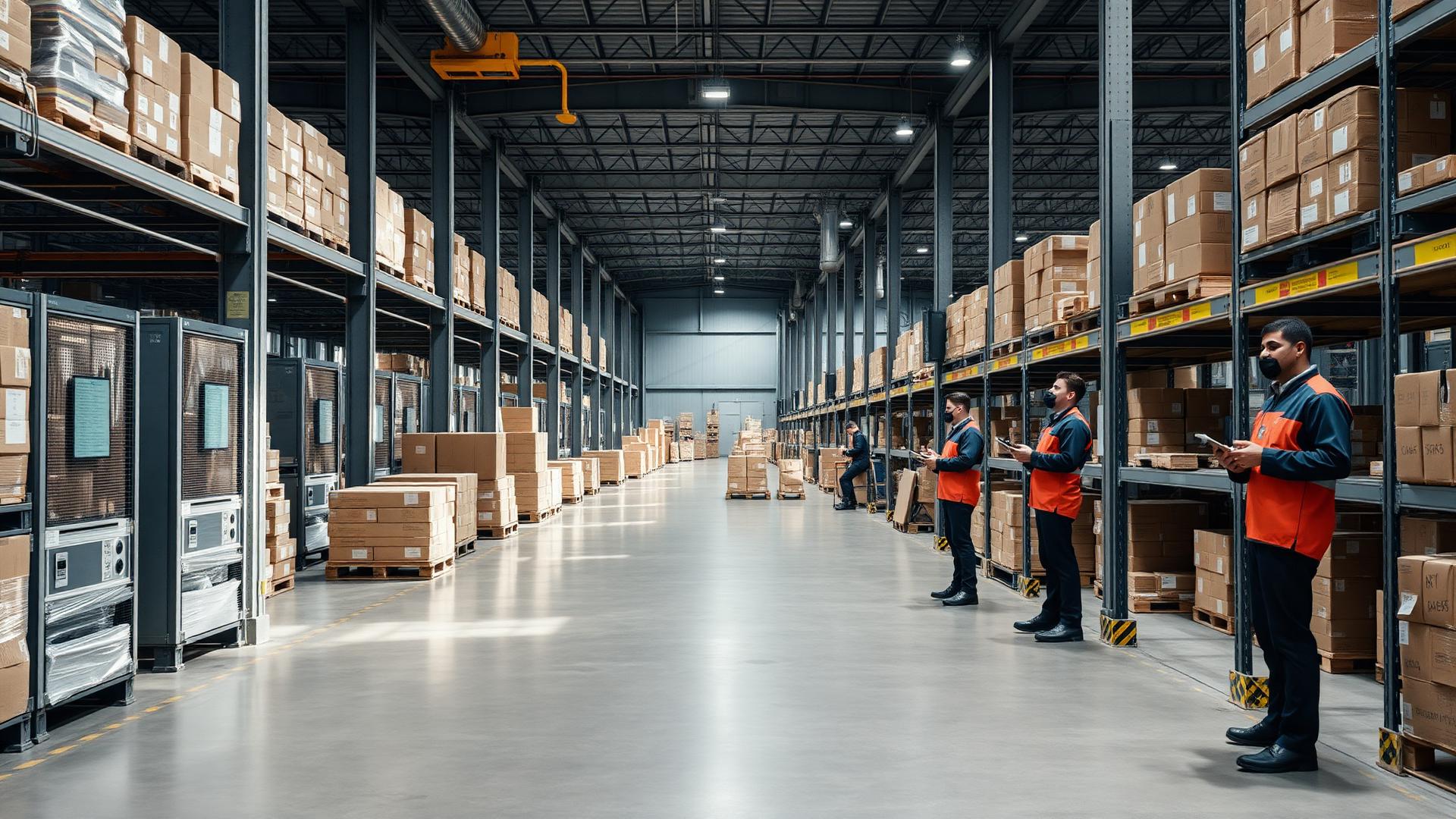 Operations team working on a logistics warehouse floor
